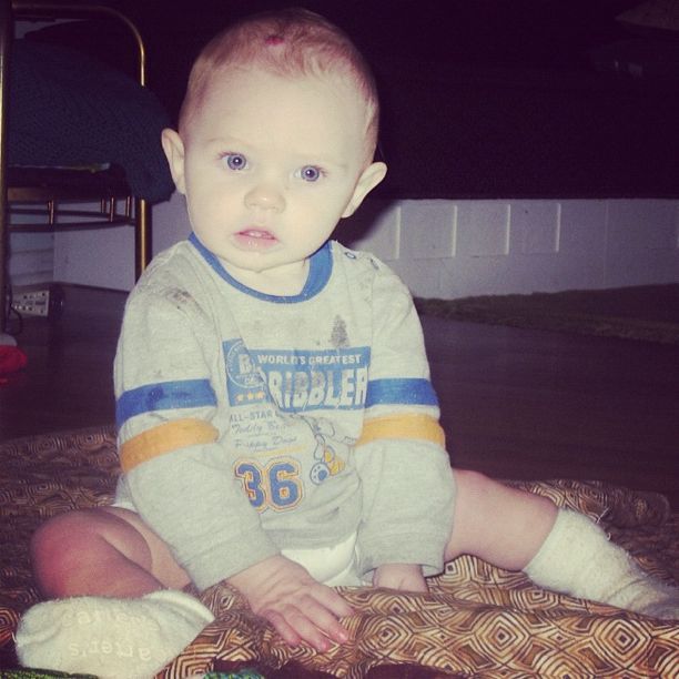 baby boy sitting on blanket instagram