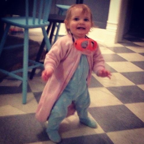 baby girl taking first steps instagram